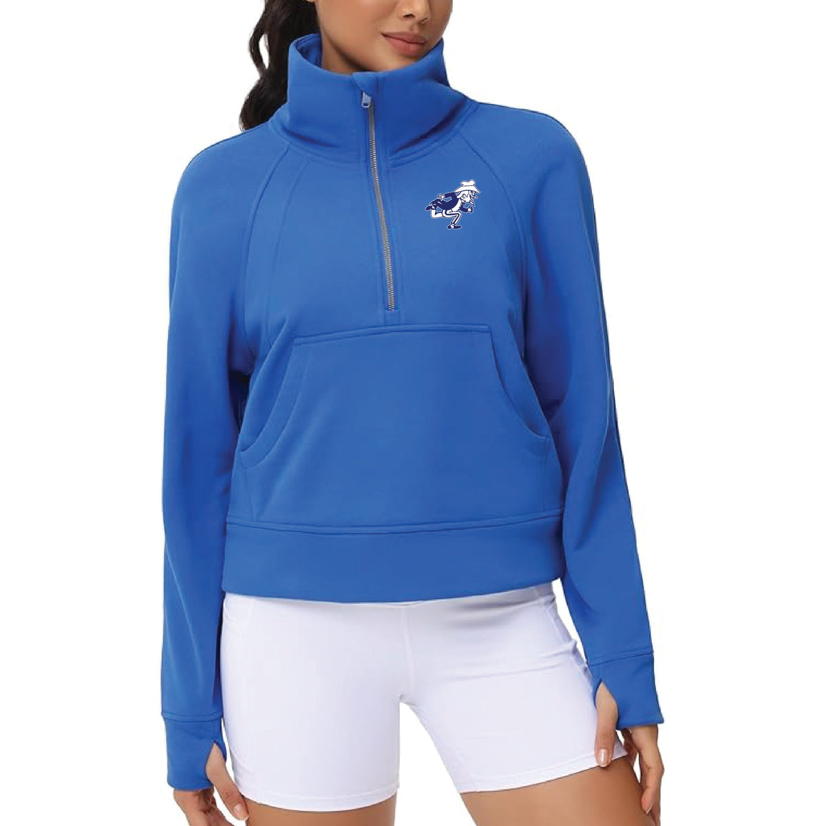 ADULT Women's Half-Zip Pullover Crop Sweatshirt