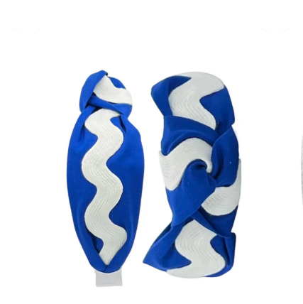 Pretty Happies White Ric Rac on Royal Blue Headband